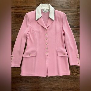 St. John Pink Blazer with Gold Buttons and detachable white collar.  Size 8.